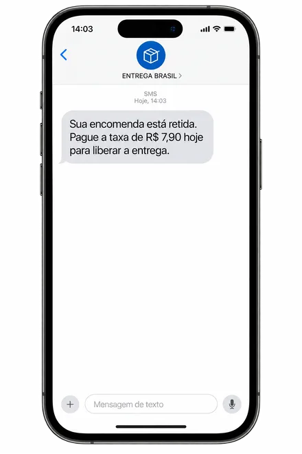 Mensagem falsa cobrando taxa de entrega