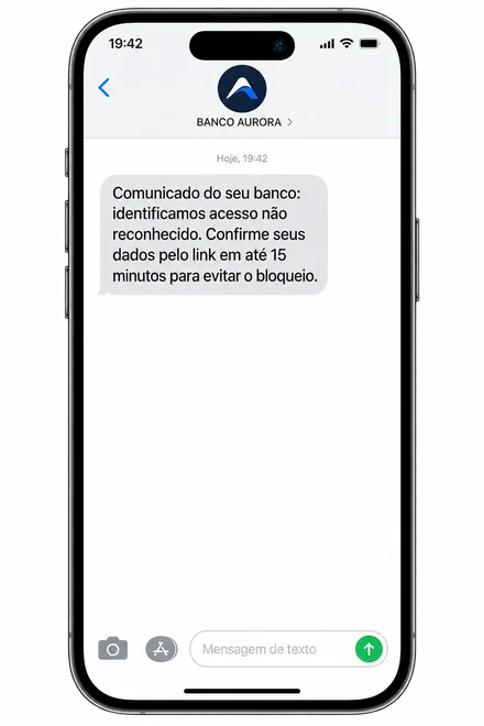 Mensagem falsa de banco sobre acesso não reconhecido