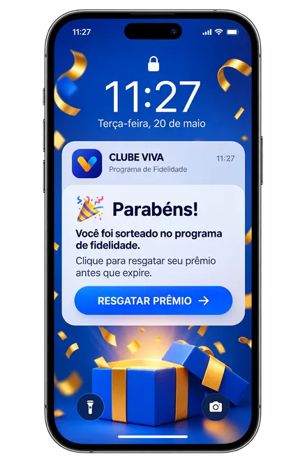 Notificação falsa anunciando prêmio