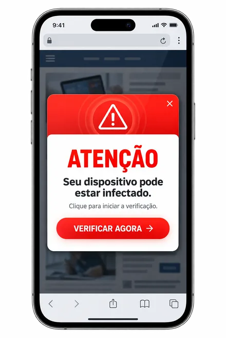 Popup falso dizendo que o dispositivo tem vírus