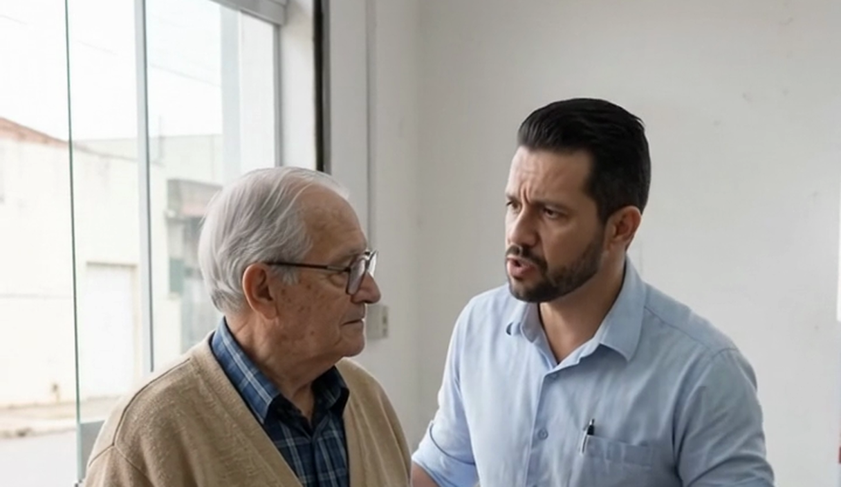 Vista de cima de uma mesa com celular, cartão, envelope, caixa de entrega e chaves Aposentada recebe ligação da O gerente cobrou da operadora de caixa os R$ 300 que sumiam todo mês. A câmera mostrou o dono do mercado tirando o dinheiro